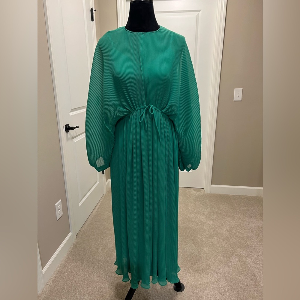 Zara Green Long Sleeve Boho Dress, Size XS/S